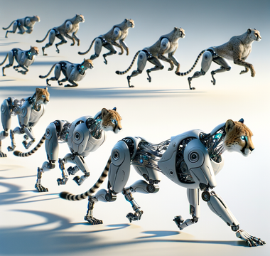  The Emergence of Animal Gait Transitions in Trotting Robots