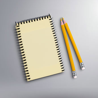 Notebook and pencil