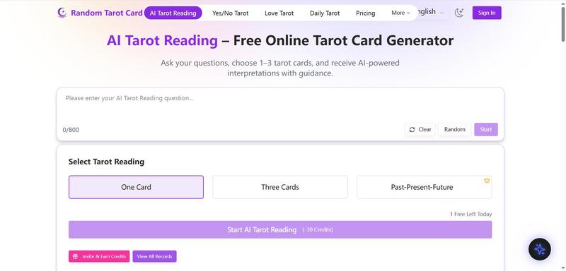 Random Tarot Card - Free AI Tarot Reading and Random Tarot Card Generator Tool