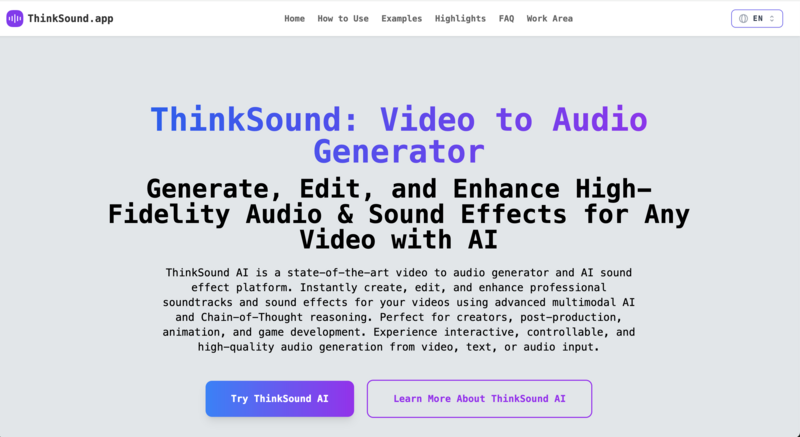 Think Sound AI - Revolutionary AI Video-to-Audio Generator