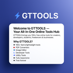 GTTOOLS - 100+ free online tools - all in one place.