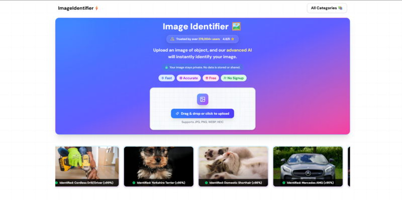 ImageIdentifier -A FREE and Private AI tool